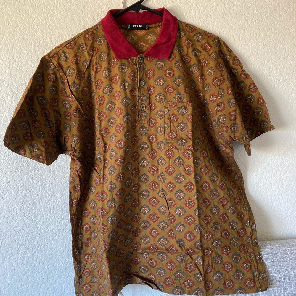 Celine Vintage Printed Polo Pocket Tee